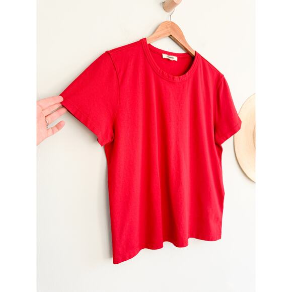 Madewell | NWOT Cotton Perfect Crewneck Tee in Ruby Red | Sz M - Picture 3 of 7